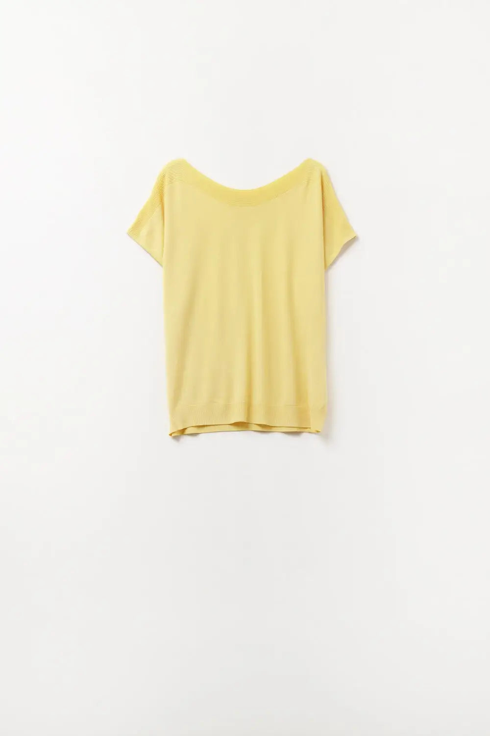 Relaxed yellow boatneck sweater with dropped sleeves - One Size / Yellow - Sweaters