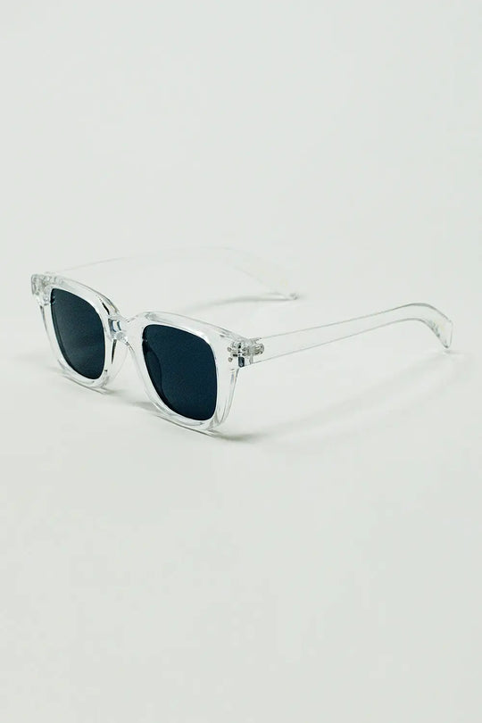 Retro Round Sunglasses With Smoke Black Lense and Transparent Frame - One Size / White