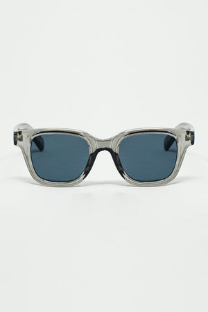 Q2 Retro Round Sunglasses With Smoke Black Lense and Transparent Gray Frame