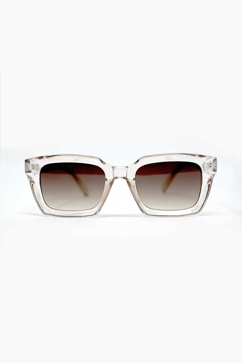 Q2 Retro style thick square translucent frame sunglasses