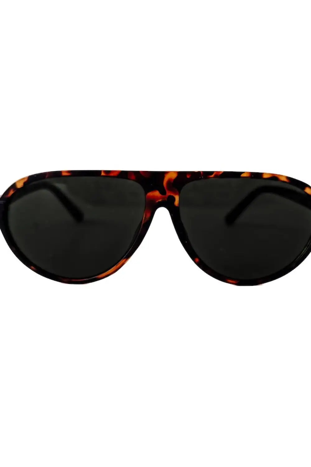 Retro Oval Flat Sunglasses - Tortoise Frame/Black Lens - Sunglasses