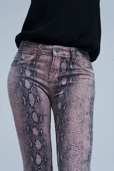 Reversible animal print pink jeans - Jeans
