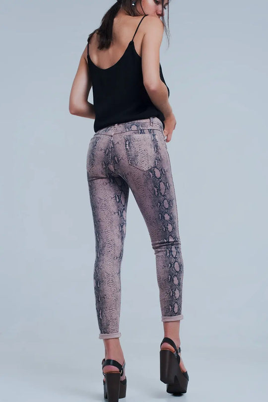 Reversible animal print pink jeans - Jeans