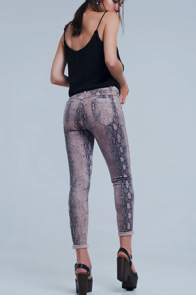 Reversible animal print pink jeans - Jeans