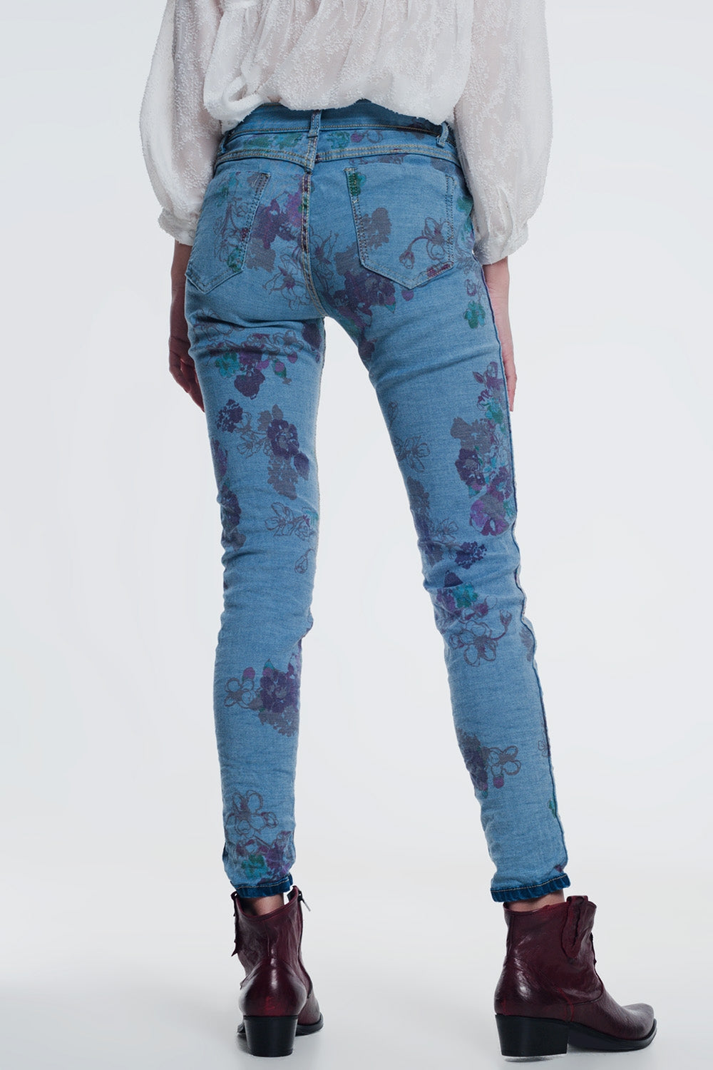 reversible wrinkled denim skinny jeans