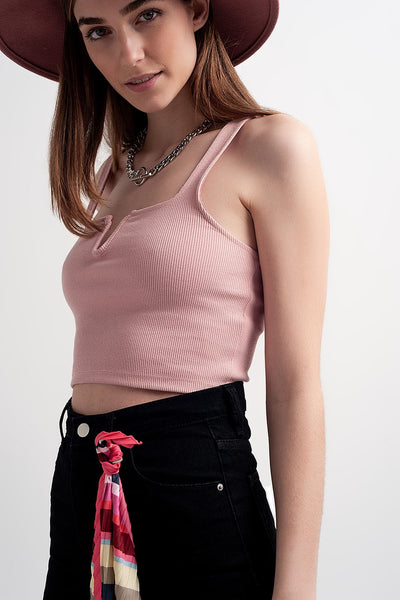 Rib crop top in pink blush