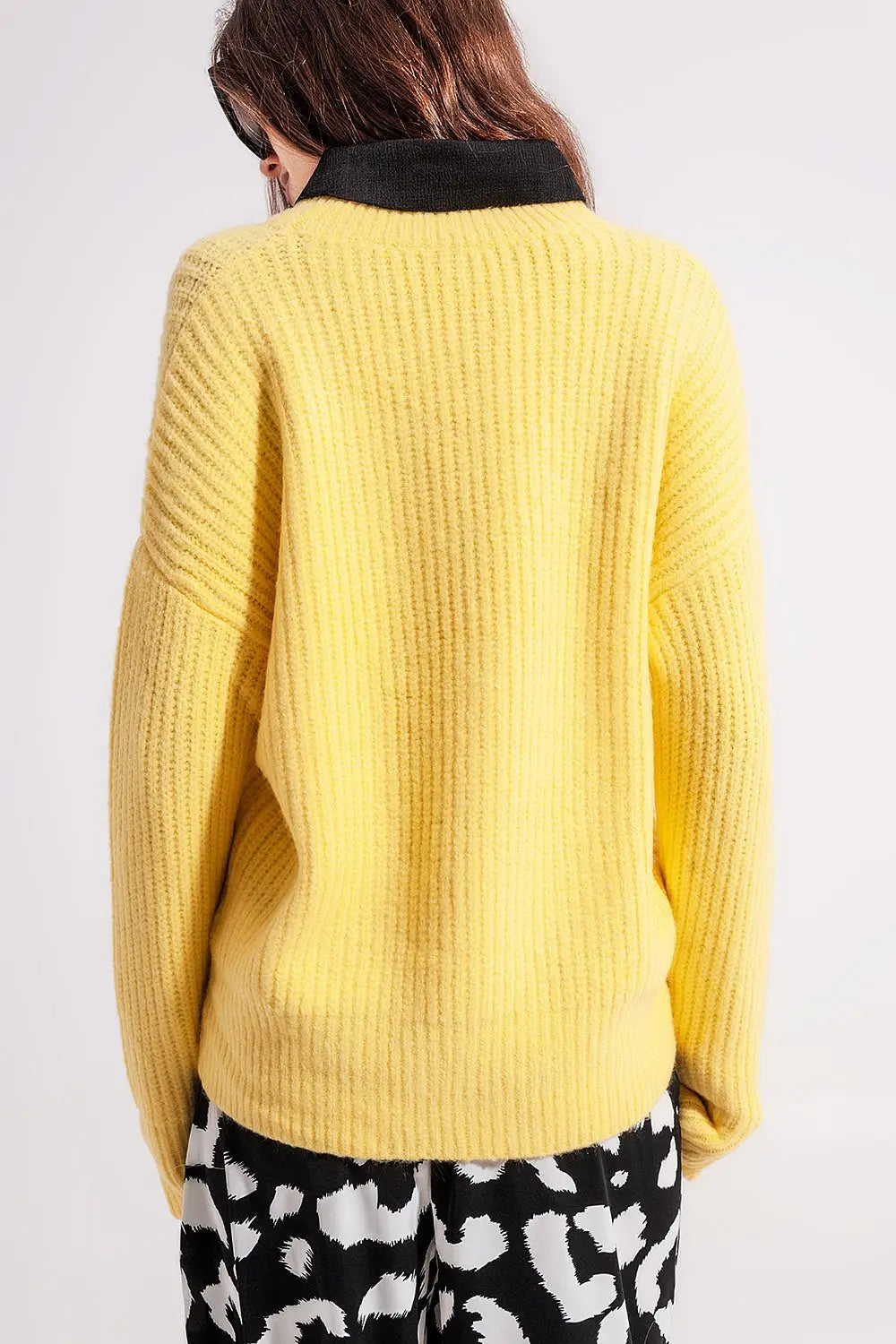 Rib knit sweater in yellow - Sweaters