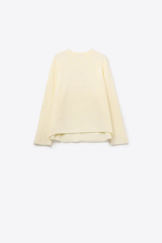 Ribbed Comfy Knit Sweater in Cream - Sweaters