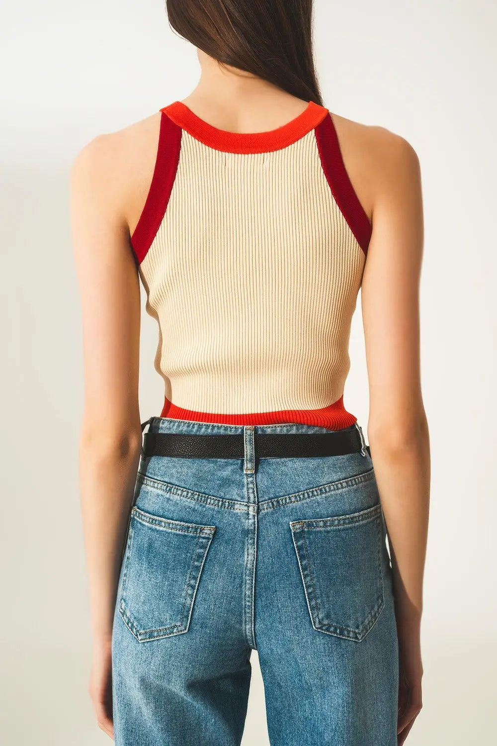 Ribbed cropped vest top in red - Tops