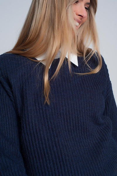 Ribbed jumper in Navy