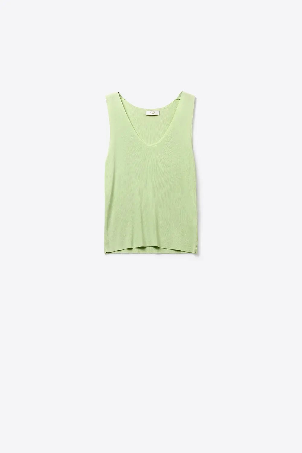 Ribbed Knit V-Neck Tank Top in mint green color - One Size / Green