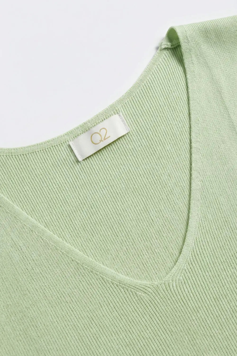 Ribbed Knit V-Neck Tank Top in mint green color - One Size / Green