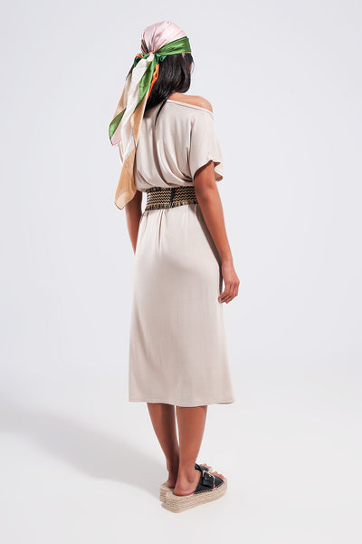 Ring midi dress in beige