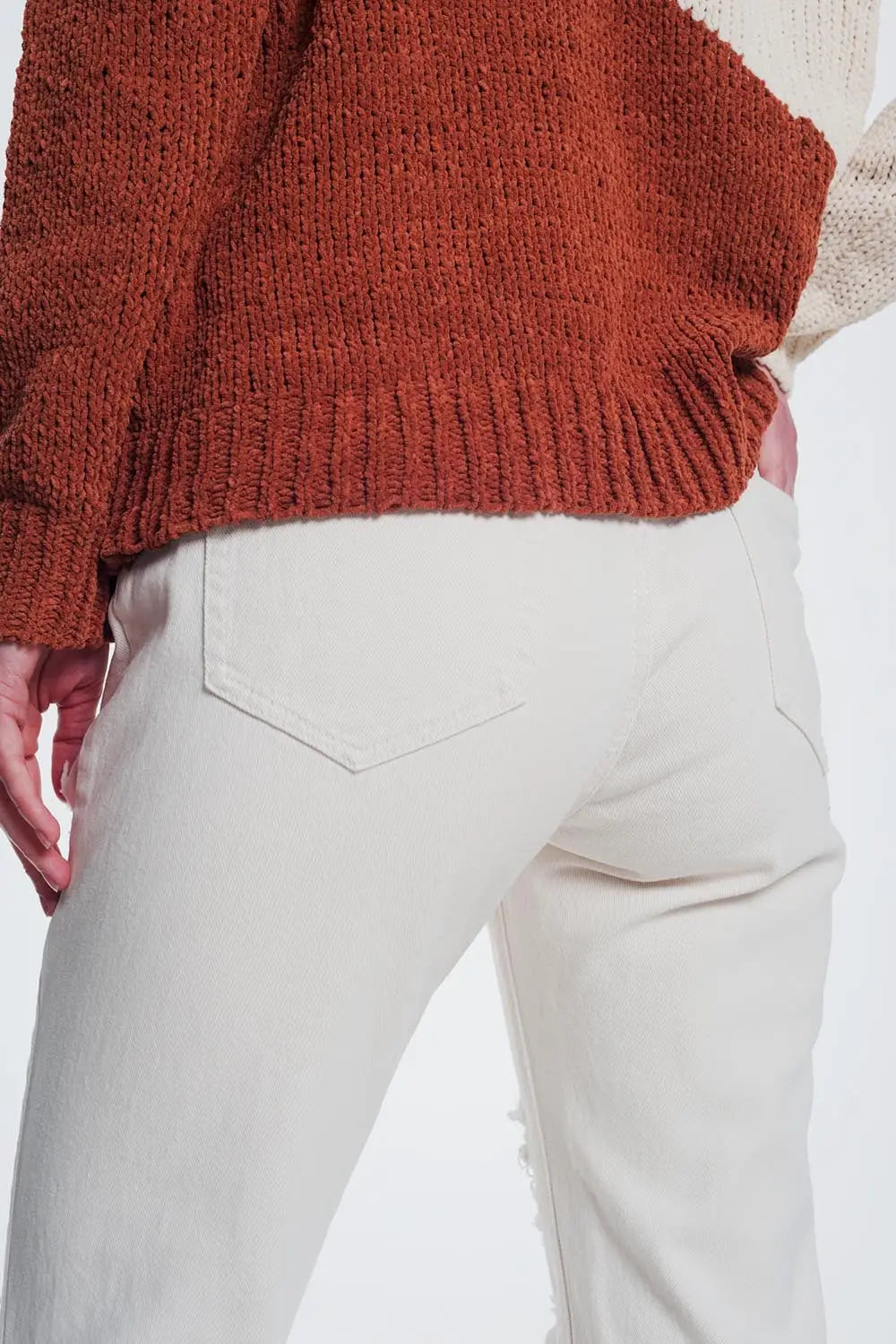 ripped boyfriend jeans in beige - Jeans