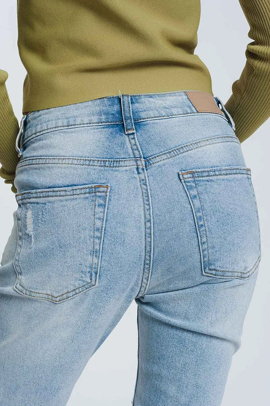 Ripped boyfriend jeans in light denim - Jeans