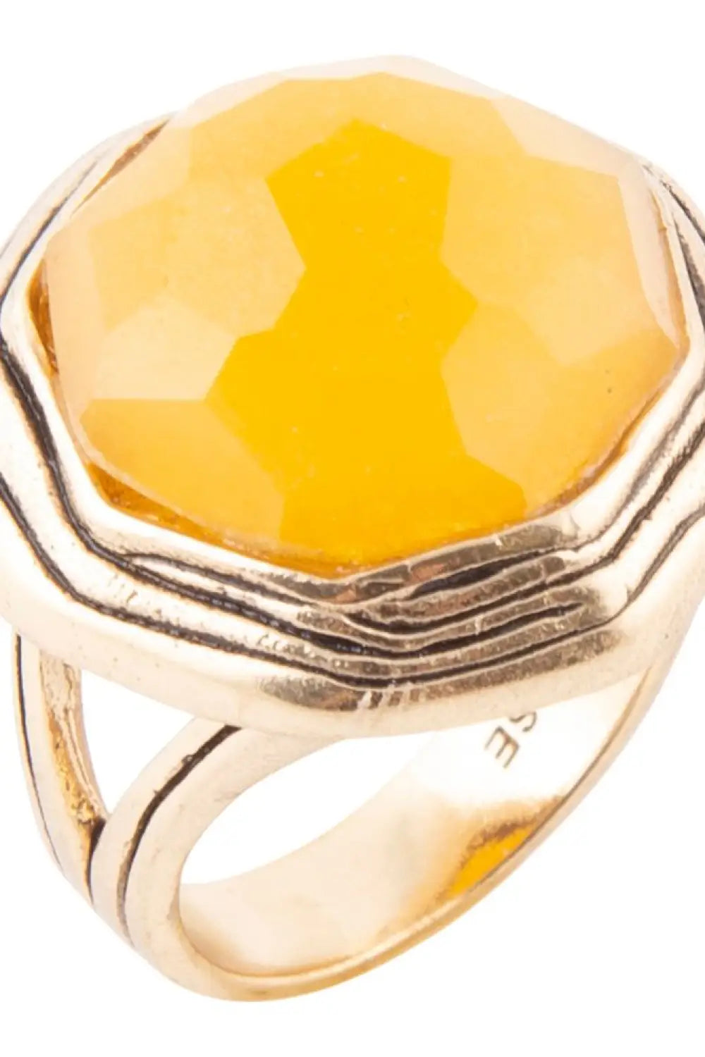 River Rocks Yellow Quartz Golden Statement Ring - Rings