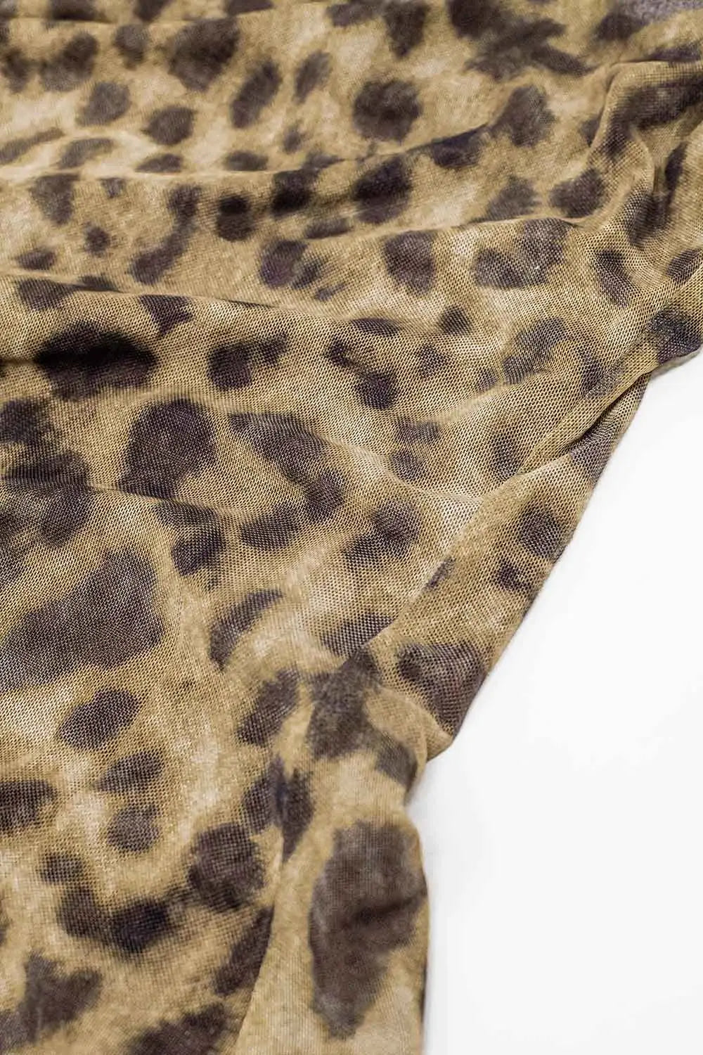 Robe à bretelles léopard en tissu mesh - Vestidos