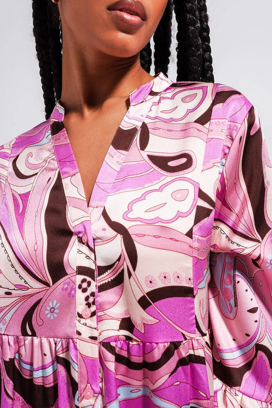 Robe à manches trois quarts rose - Vestidos
