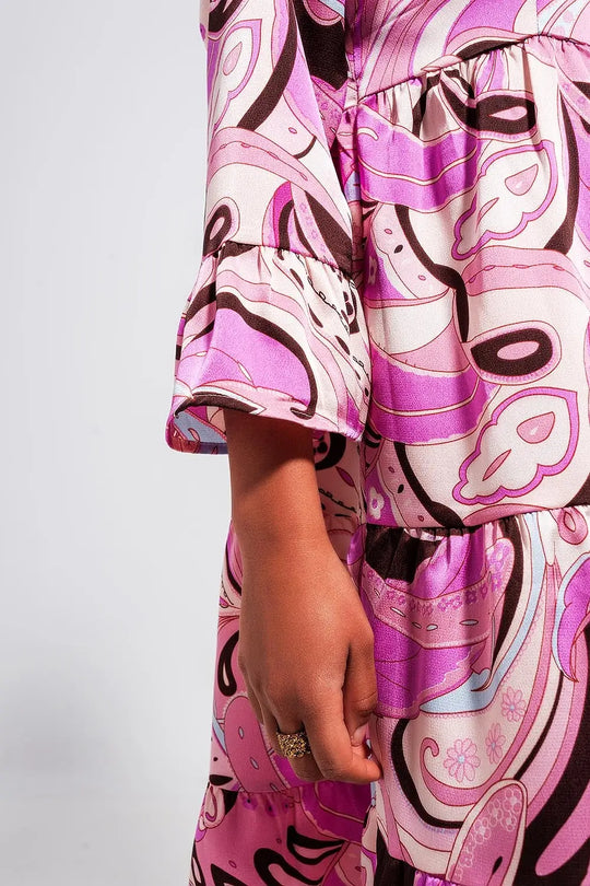 Robe à manches trois quarts rose - Vestidos