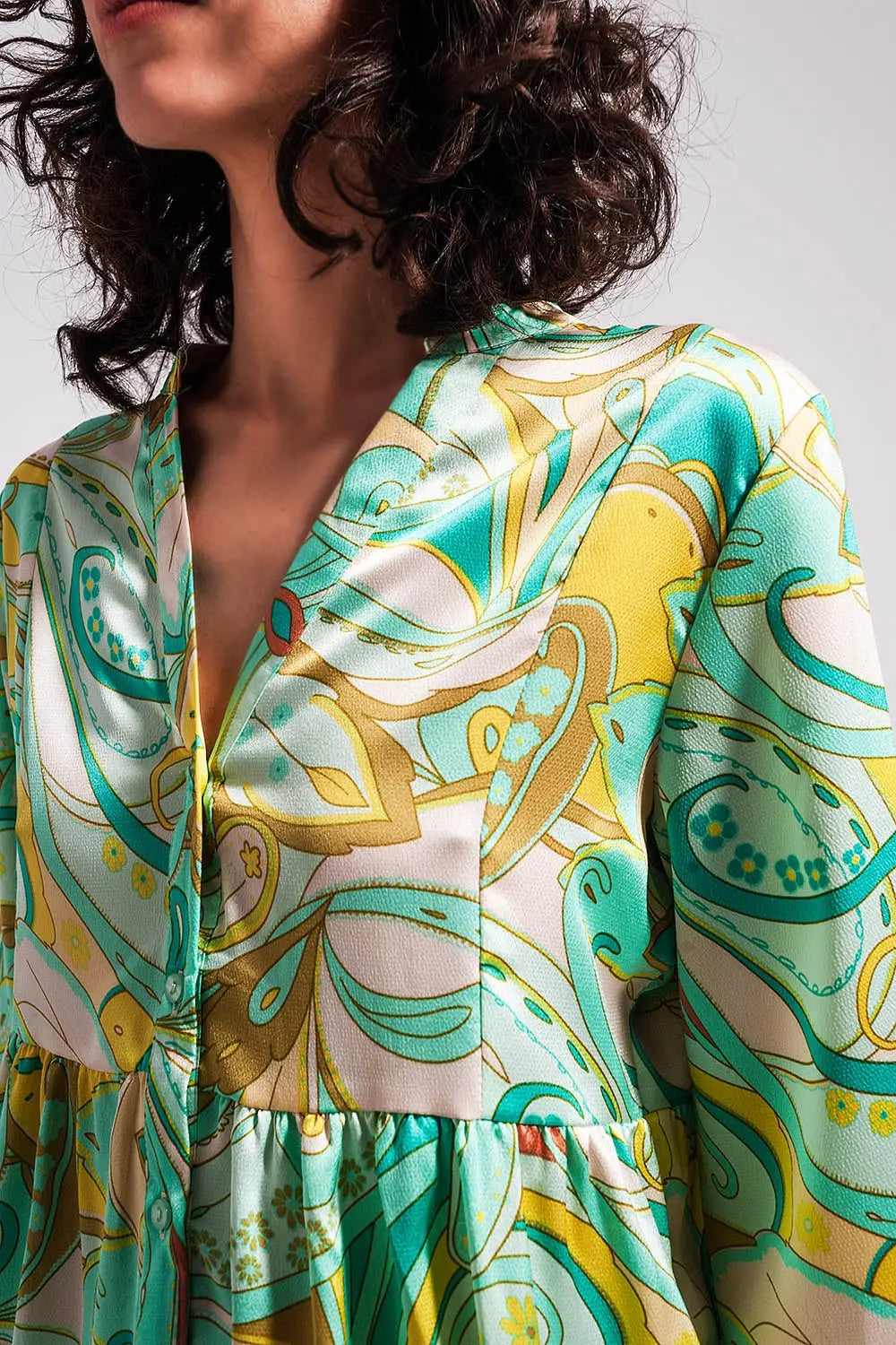 Robe à manches trois quarts Vert - Vestidos