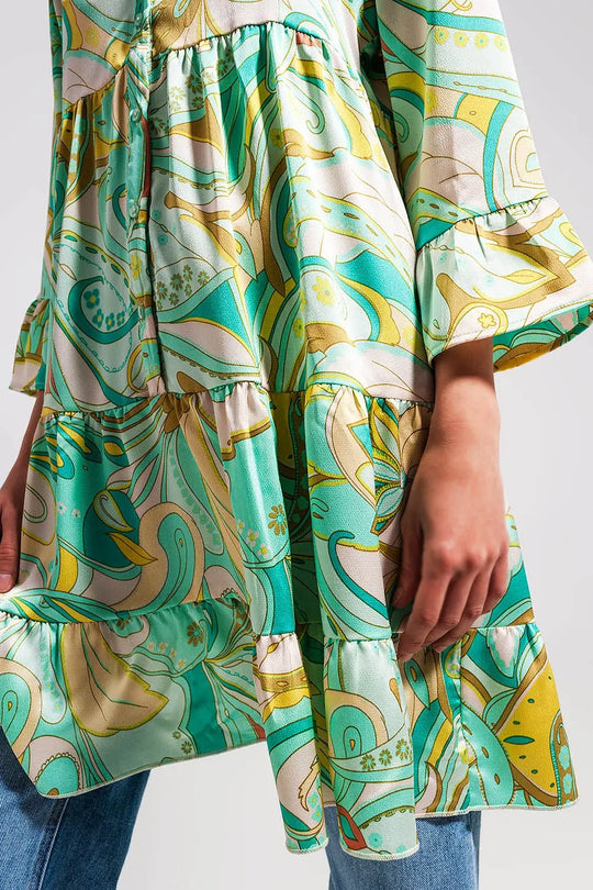 Robe à manches trois quarts Vert - Vestidos