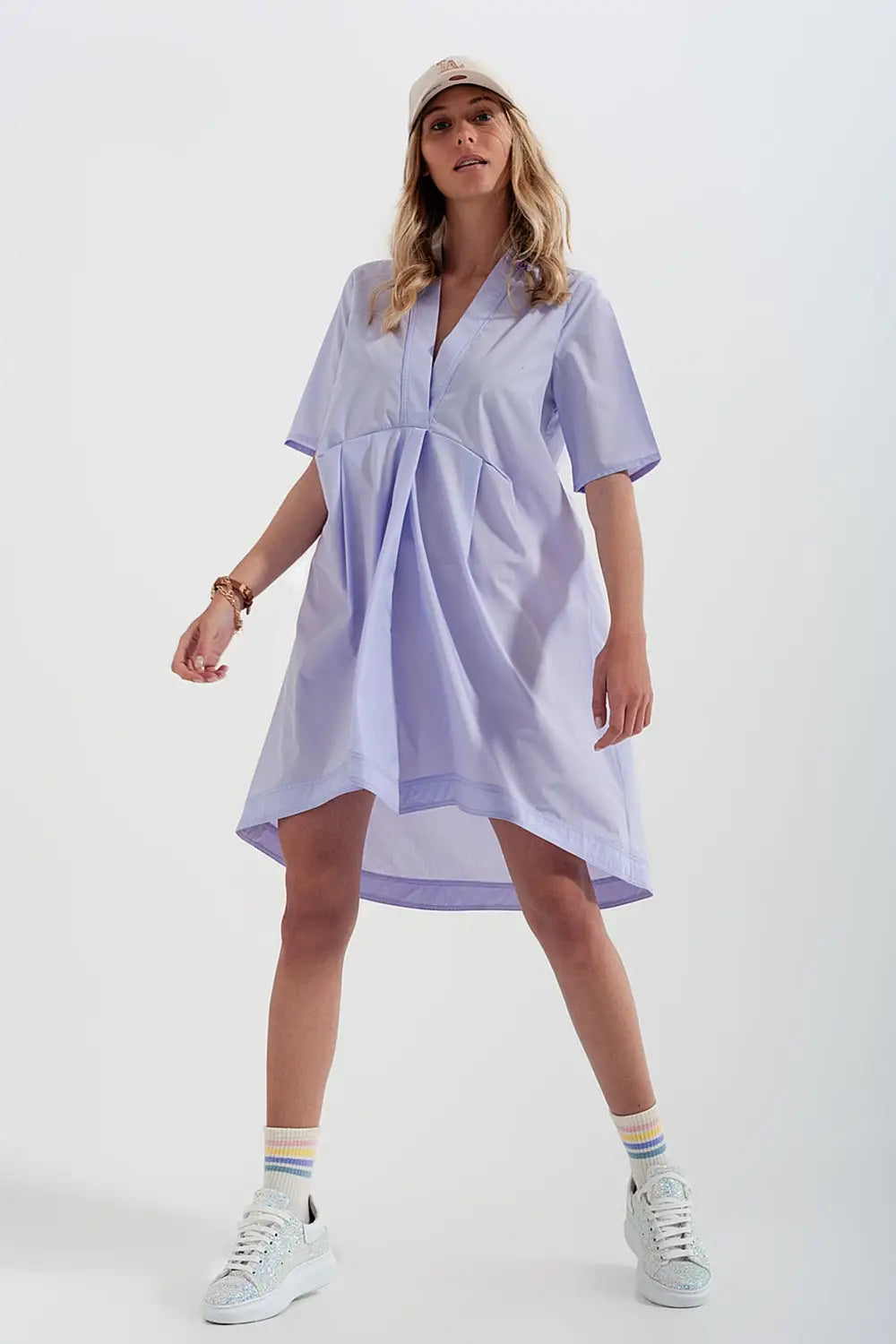 Robe babydoll courte à effet étagé Lilas - Vestidos