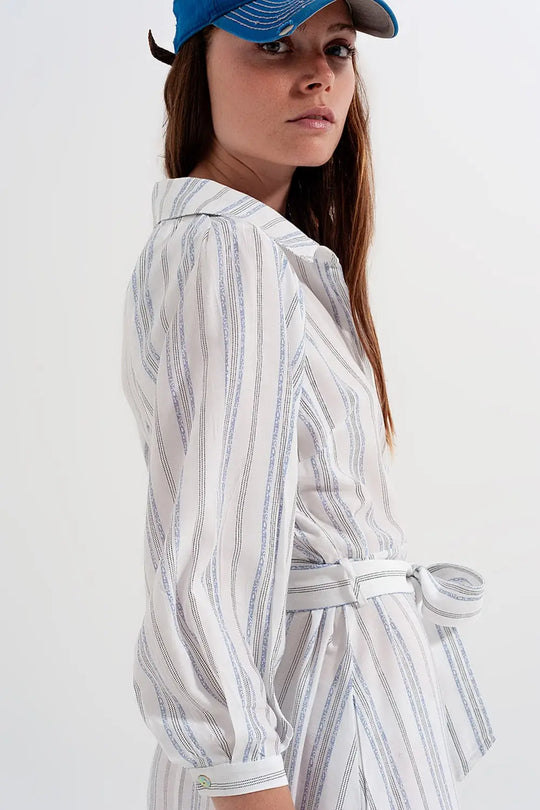 Robe babydoll mi-longue boutonnée à rayures - Vestidos