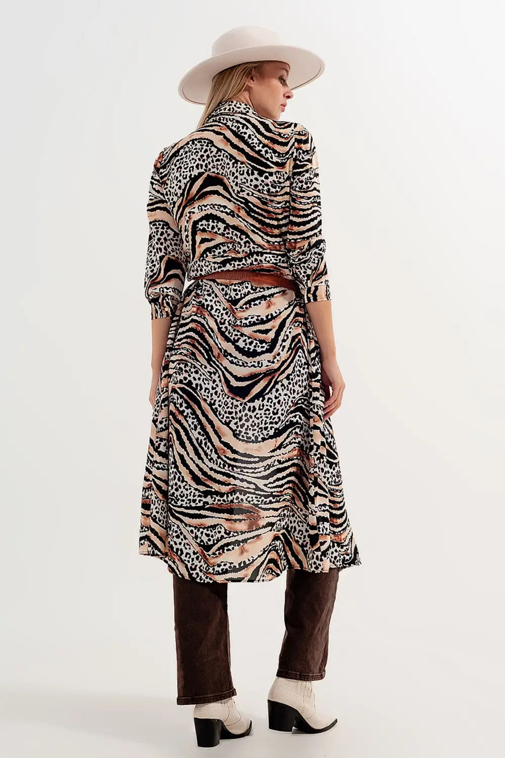 Robe chemise à imprimé animal Naturel - Vestidos