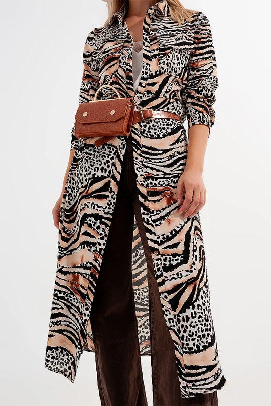 Robe chemise à imprimé animal Naturel - Vestidos