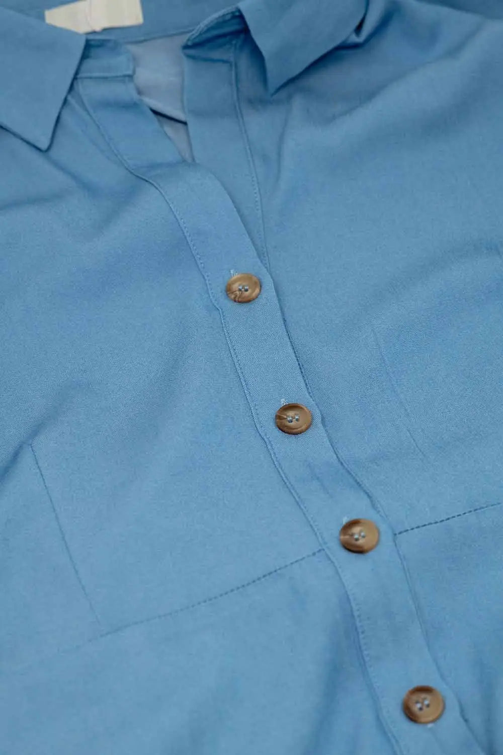 Robe chemise longue bleue à col polo - Vestidos