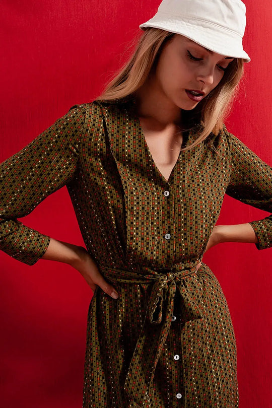 Robe chemise longueur mollet à carreaux - Vestidos