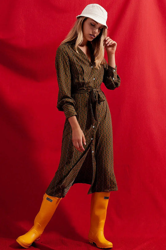 Robe chemise longueur mollet à carreaux - Vestidos