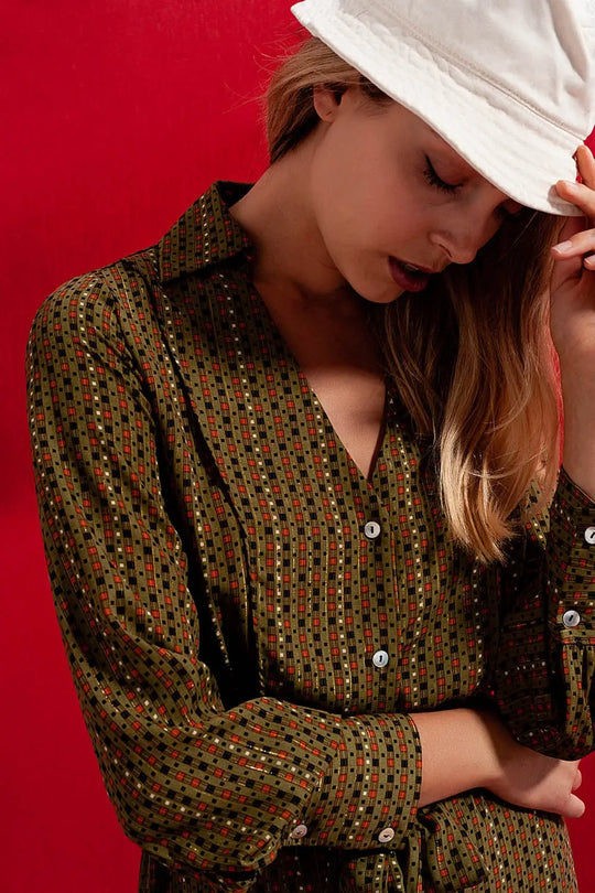 Robe chemise longueur mollet à carreaux - Vestidos