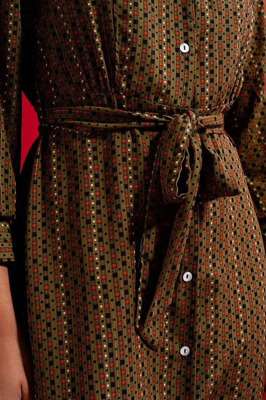 Robe chemise longueur mollet à carreaux - Vestidos