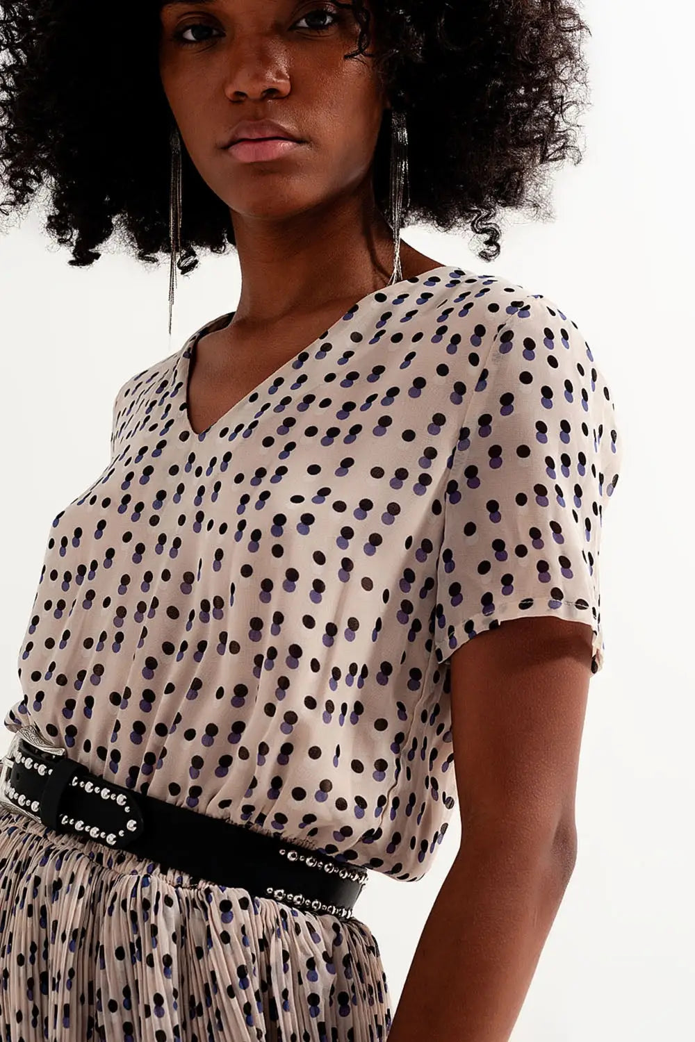 Robe courte froncée à basque crème - Vestidos