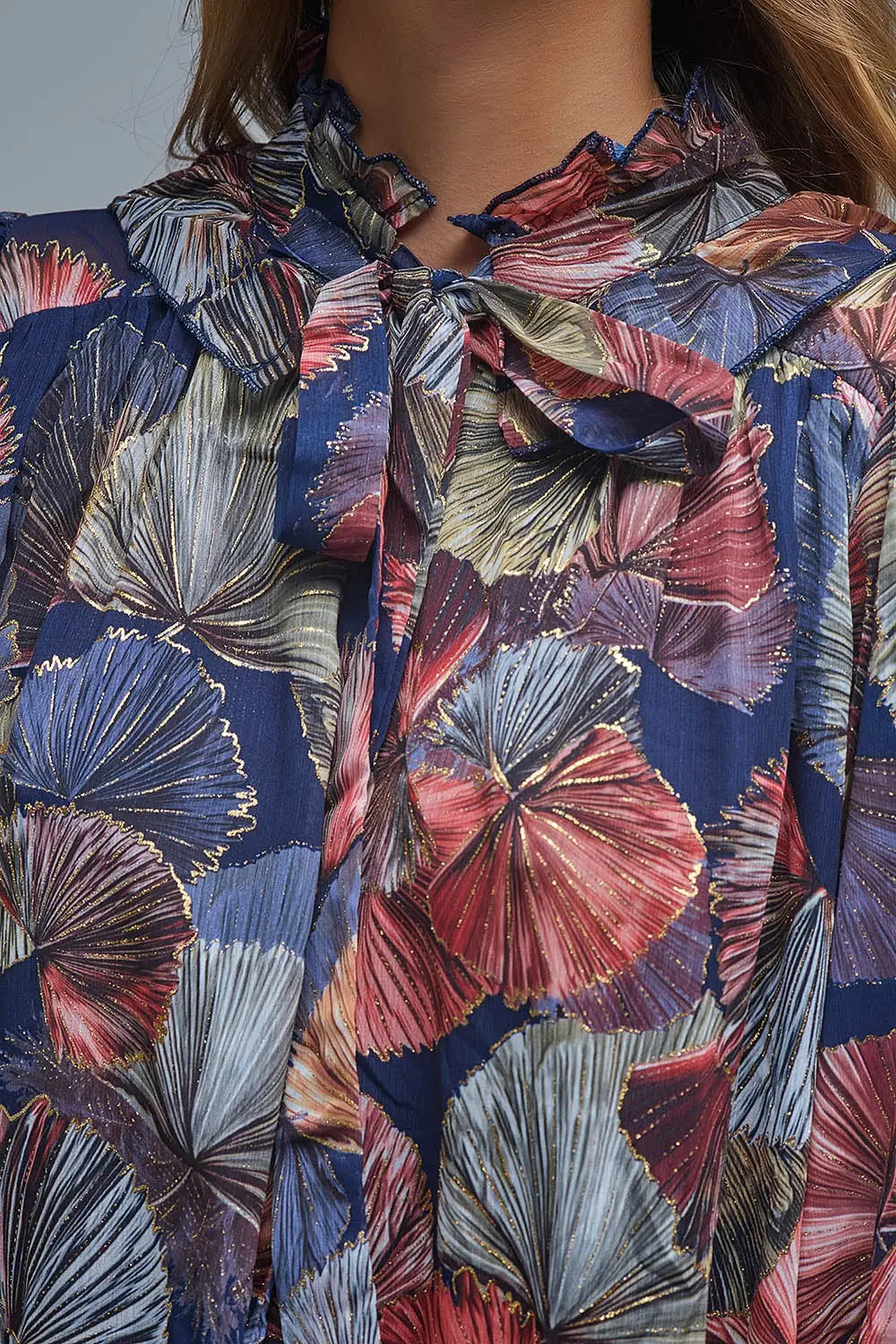 Robe élégante à col cravate et ligne A florale - Vestidos