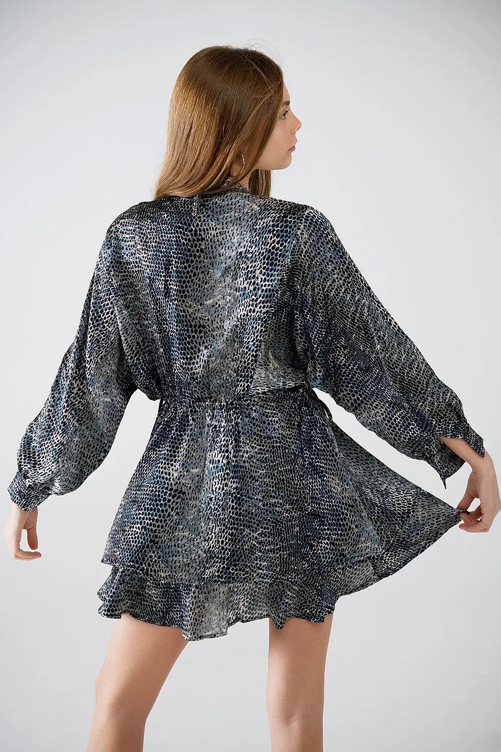 robe en mousseline de soie à imprimé léopard gris - Vestidos