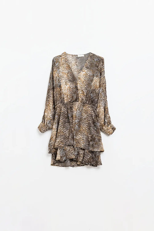 robe en mousseline de soie à imprimé léopard marron - Vestidos