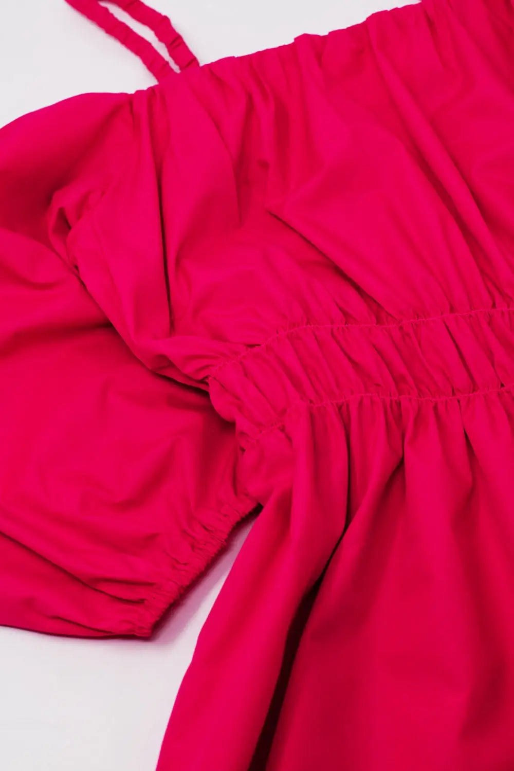 Robe fuchsia midi à manches courtes et bretelles - Vestidos