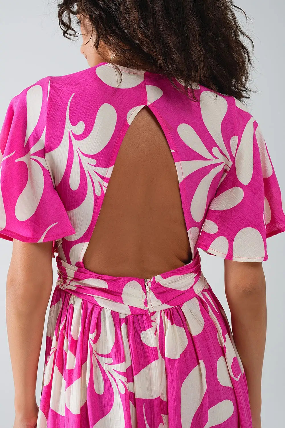 Robe longue à imprimé floral fuchsia avec dos ouvert - Vestidos