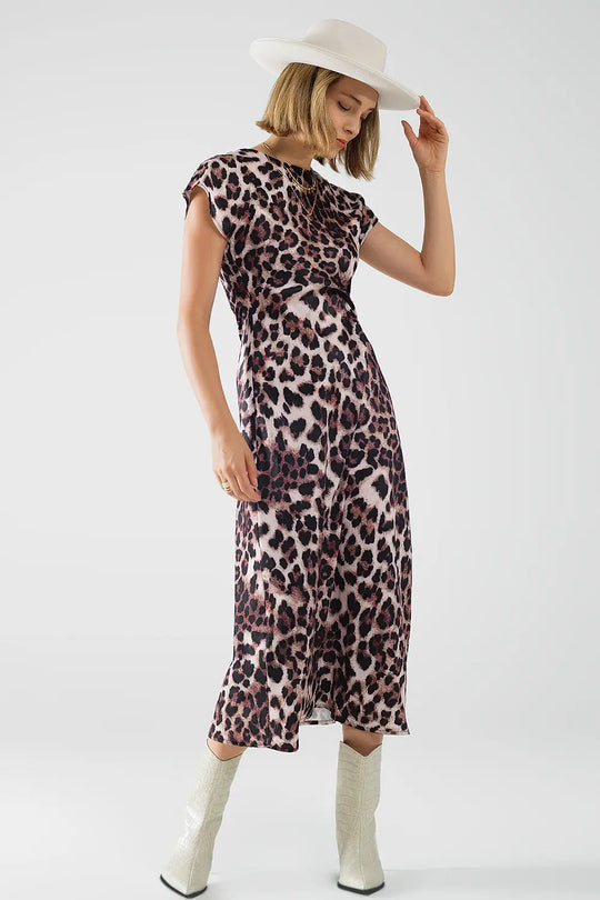 Robe longue à imprimé léopard avec détail noué à la taille - Vestidos