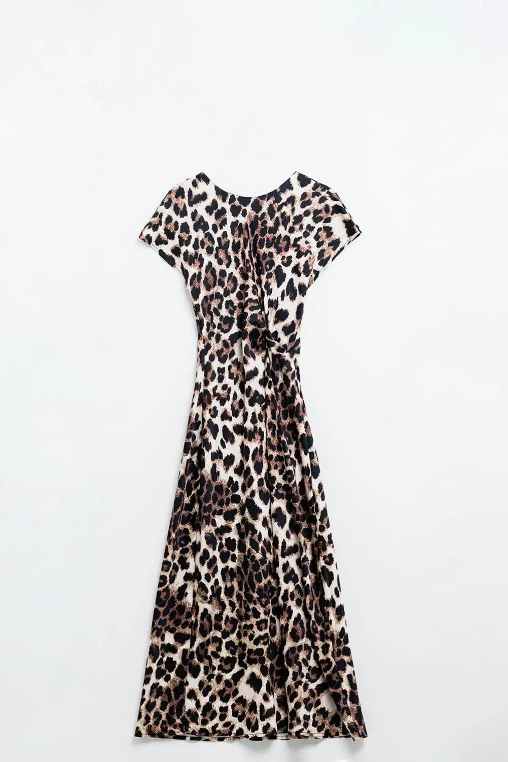Robe longue à imprimé léopard avec détail noué à la taille - Vestidos