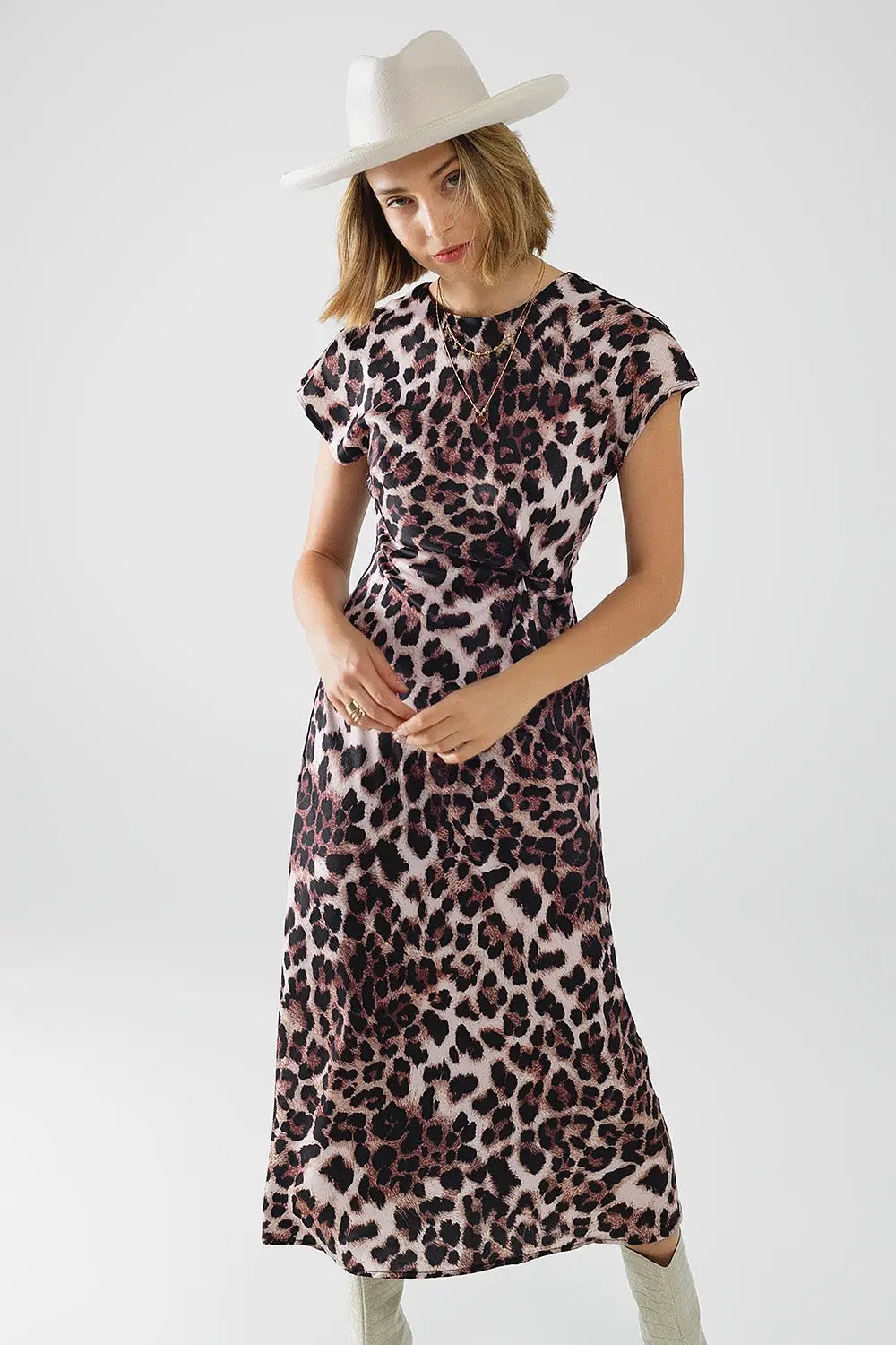 Robe longue à imprimé léopard avec détail noué à la taille - Vestidos