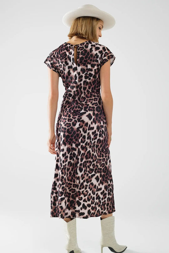 Robe longue à imprimé léopard avec détail noué à la taille - Vestidos