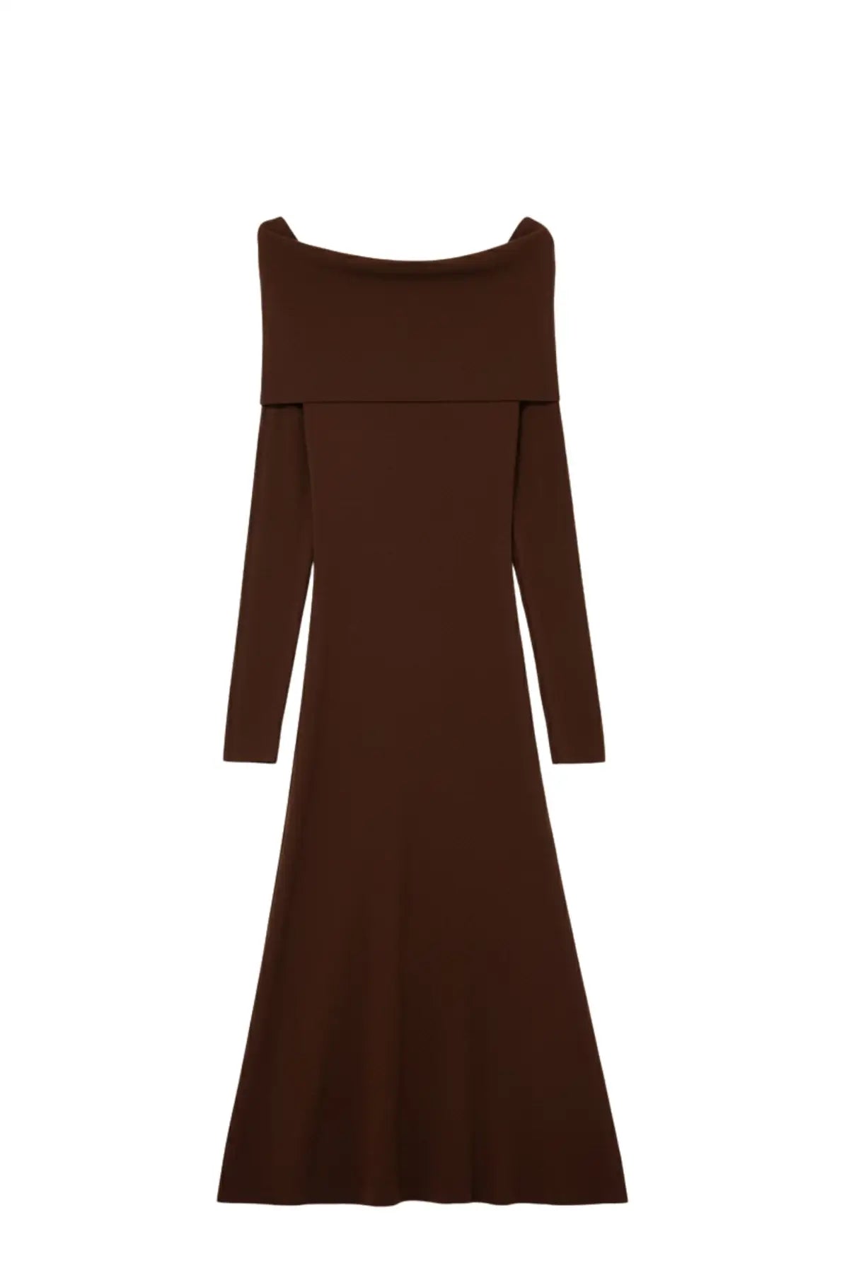 Q2 Robe longue à larges bretelles en tricot marron