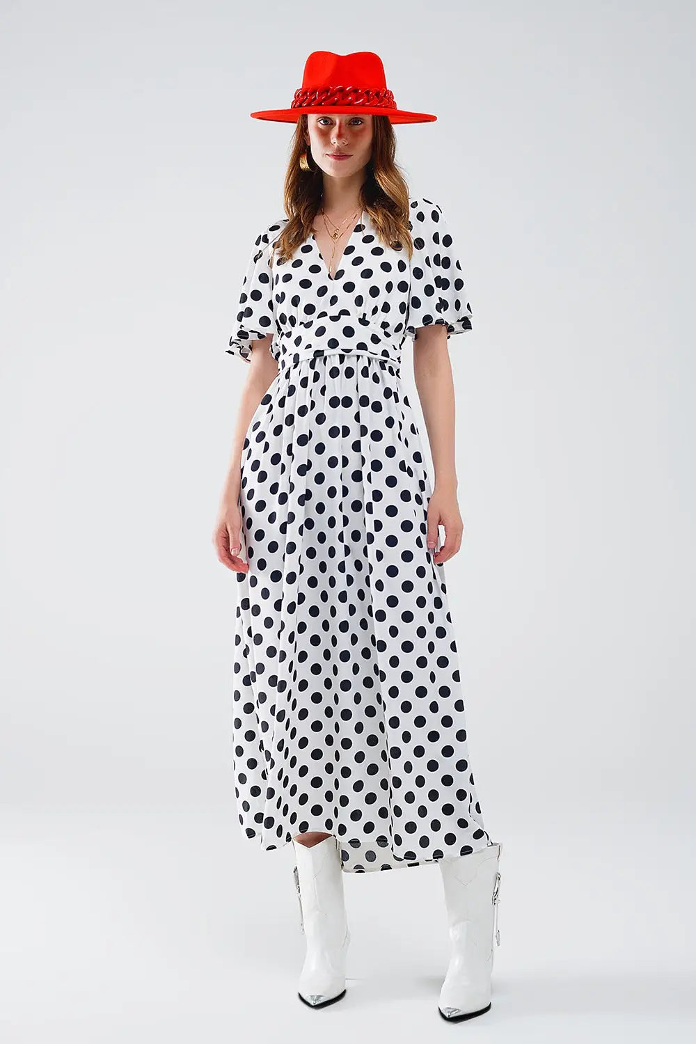 Q2 Robe longue à pois avec dos ouvert