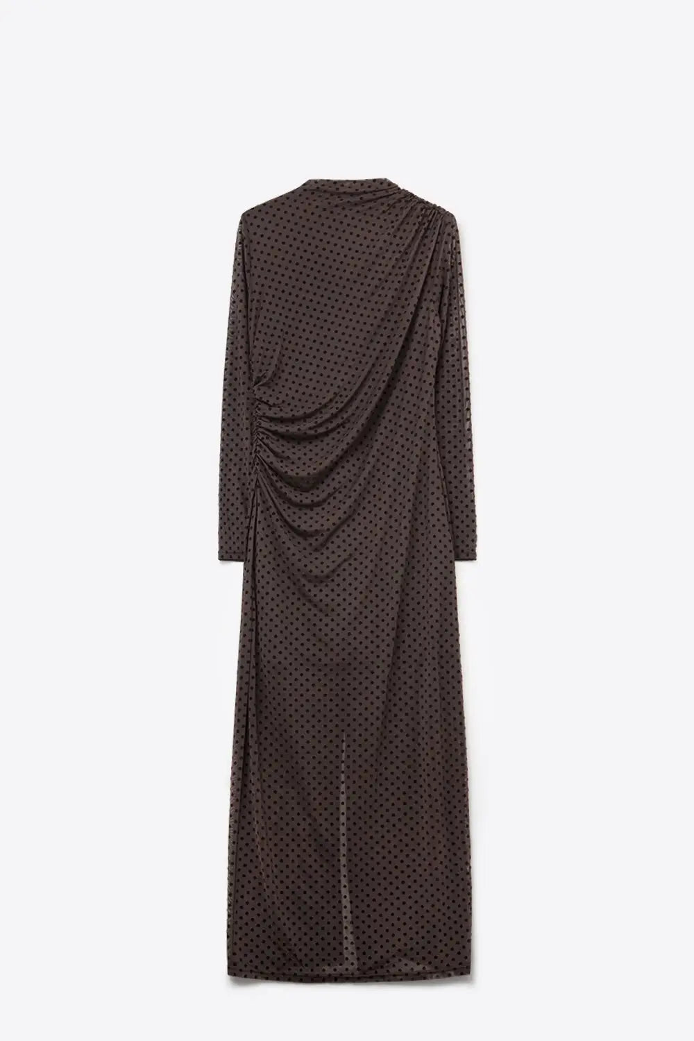 Robe longue à pois marron en tissu transparent - Vestidos