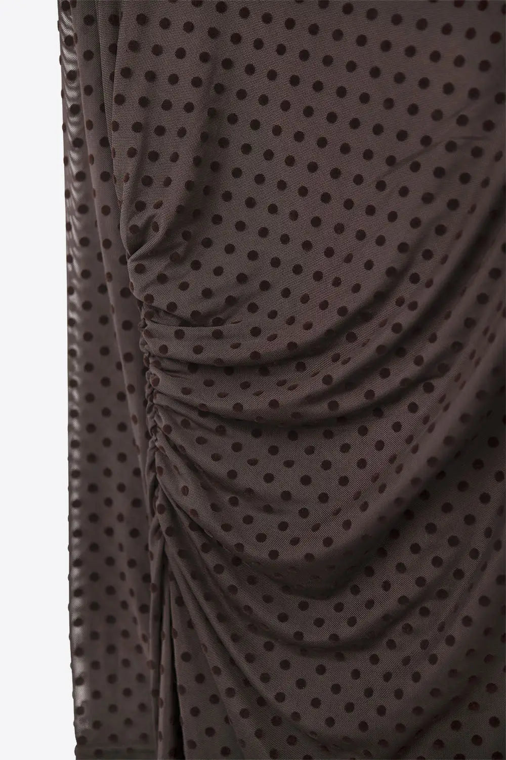 Robe longue à pois marron en tissu transparent - Vestidos