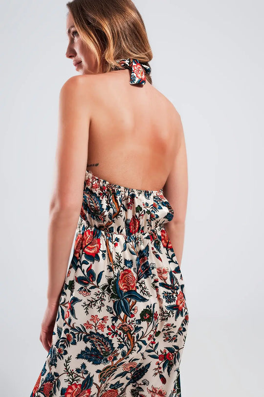 Robe longue avec motif cachemire en beige - Vestidos