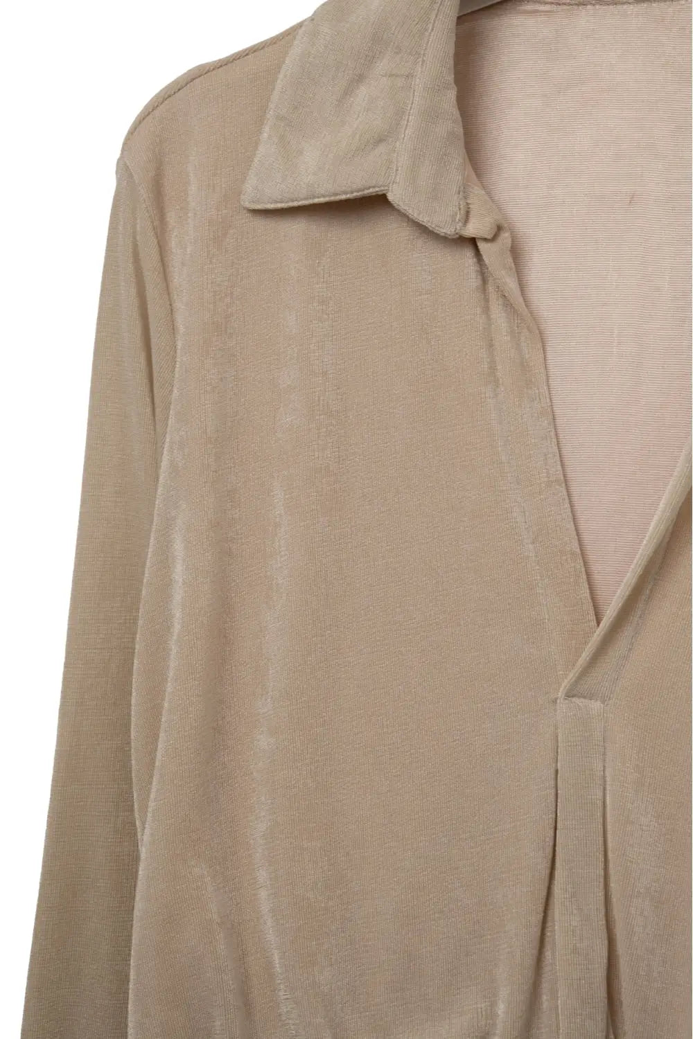 Robe longue beige à manches longues et col montant - Vestidos